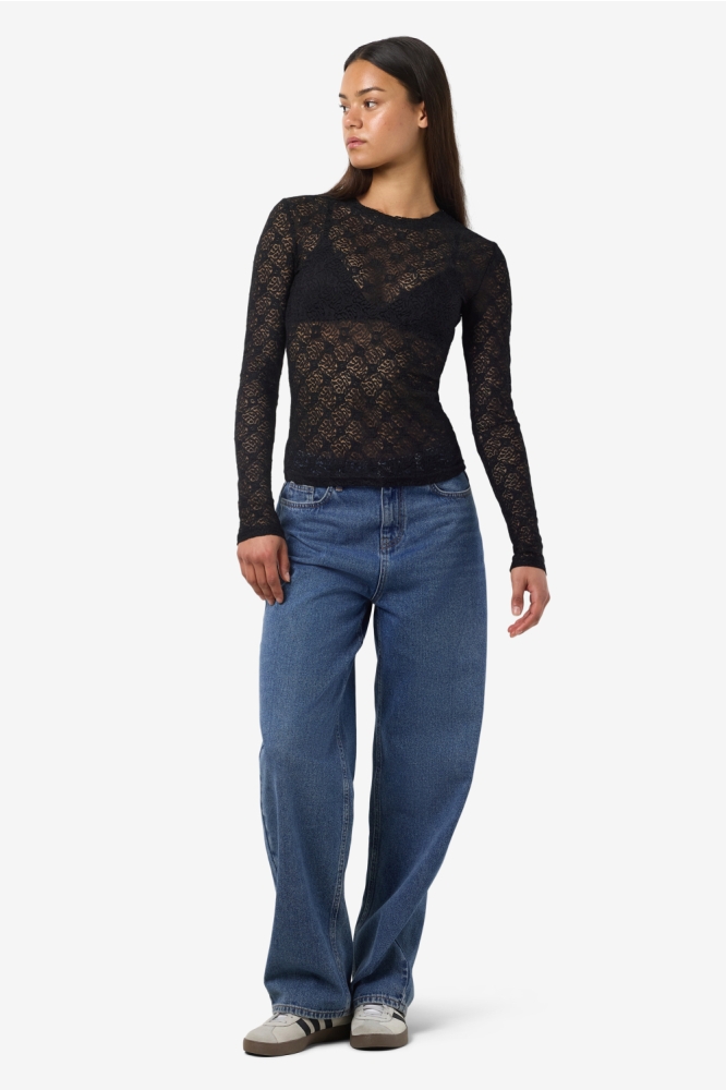NMJUDITH L/S LACE TOP NOOS 27034819 Black